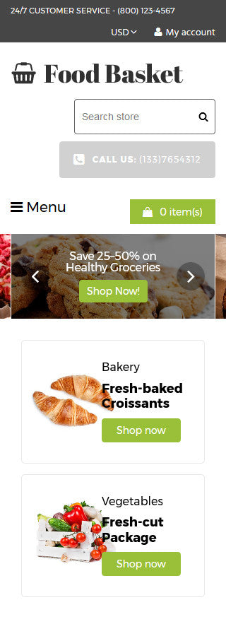 Online Food Basket - Shopify Themes - GoWebBaby.Com