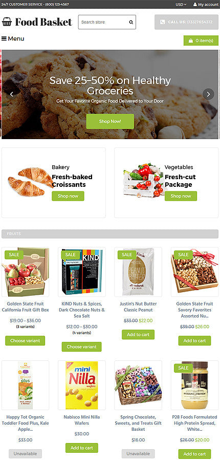 Online Food Basket - Shopify Themes - GoWebBaby.Com